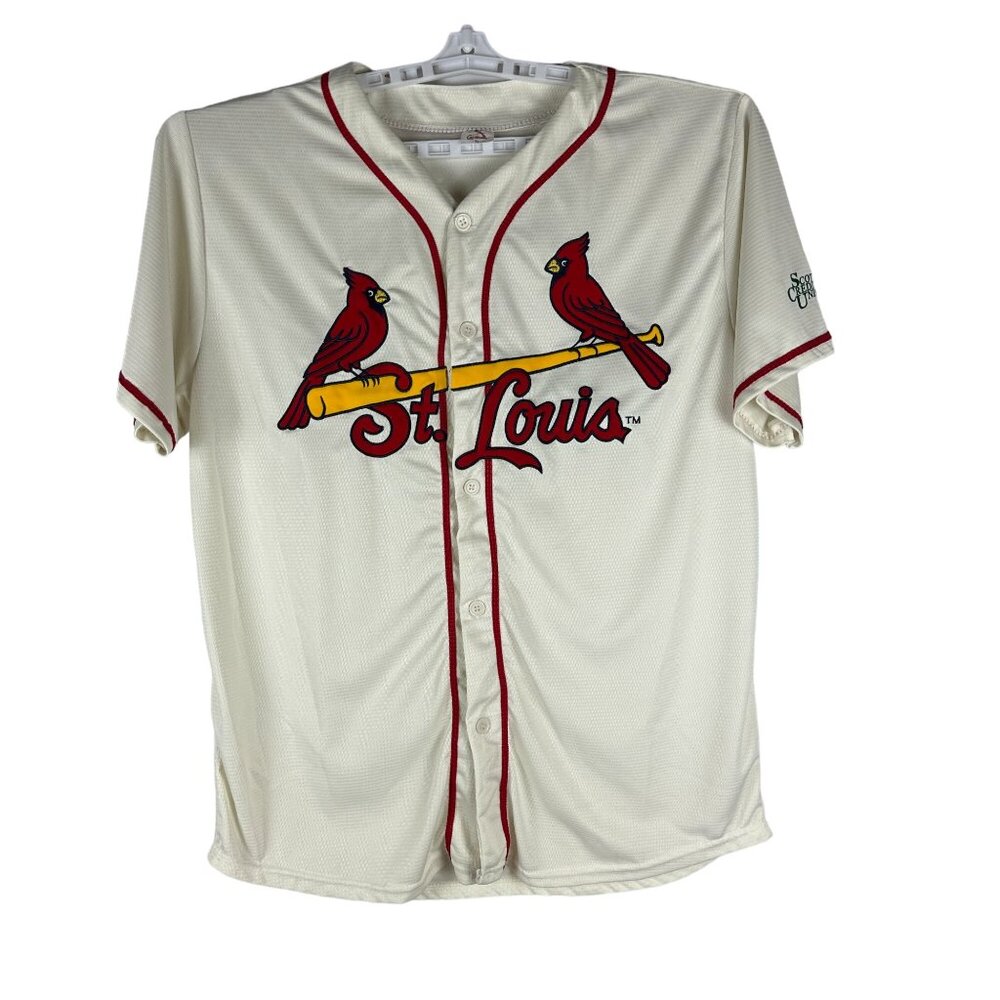 St. Louis Cardinals XL Baseball Jersey Cream Polyester Scott Credit Union Patch